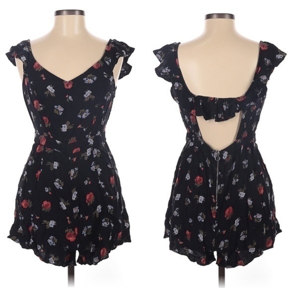 American Eagle Smocked Open Back Romper- Floral - Picture 9 of 9